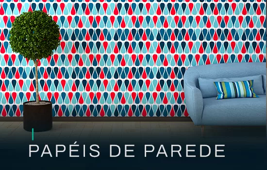 Papel de parede estampado em sala de estar - Paulo Cortinas BH
