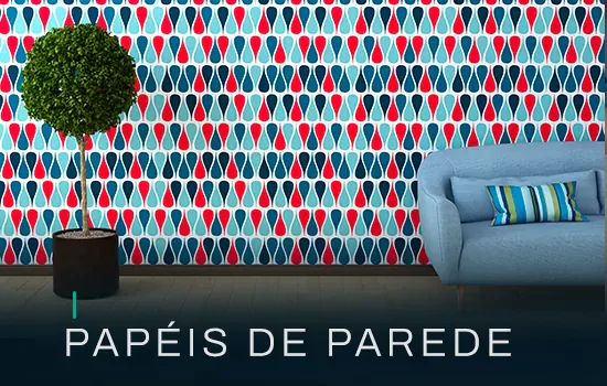 Papel de parede estampado em sala de estar - Paulo Cortinas BH